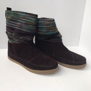 Toms Nepal Boot, Brown Wool Stripe, Women 8, new